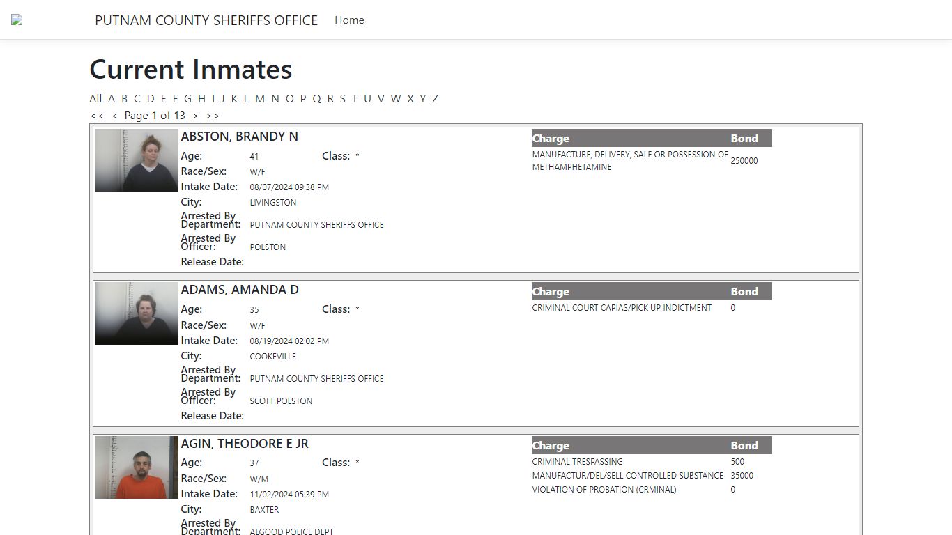 Inmates - ISOMS Portal - Putnam County TN Sheriff