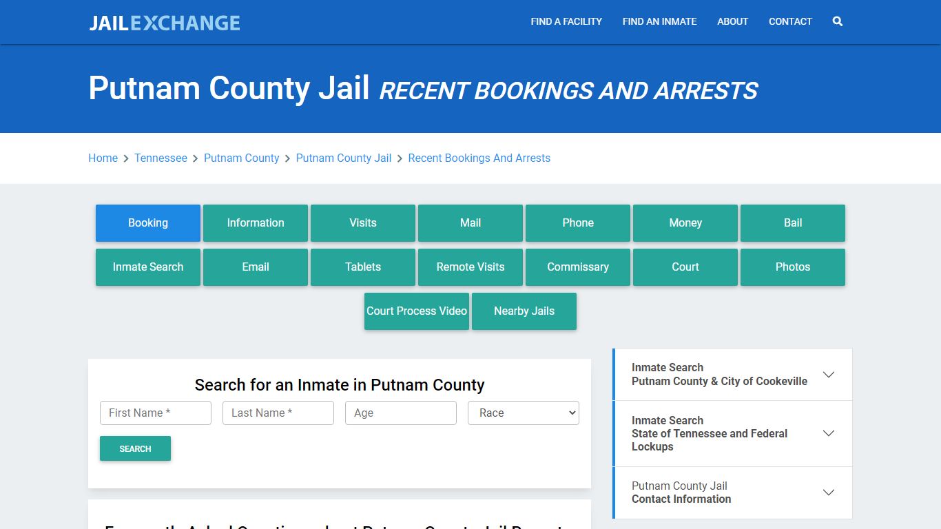 Putnam County Jail TN Recent Arrests and Bookings - Jail Exchange