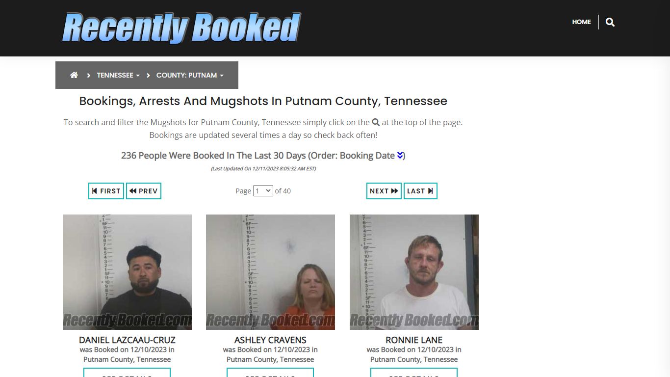 Bookings, Arrests and Mugshots in Putnam County, Tennessee
