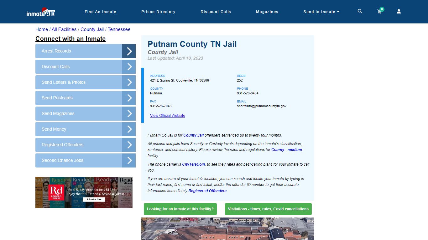 Putnam County TN Jail - Inmate Locator - Cookeville, TN